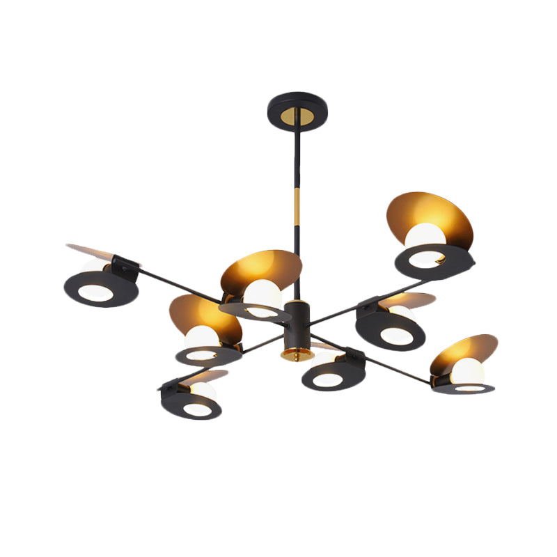 Contemporary Mussel-Shaped Ceiling Chandelier: 6/8-Bulb Living Room Suspension Lamp in Blue/Black & Gold