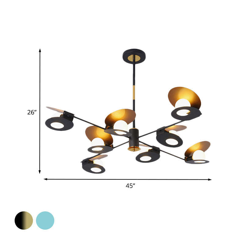 Contemporary Mussel-Shaped Ceiling Chandelier: 6/8-Bulb Living Room Suspension Lamp in Blue/Black & Gold