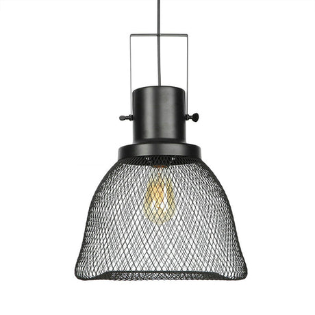 Industrial Metal Pendant Light - Mesh Cage 1-Light Black Shade Living Room Hanging Lamp