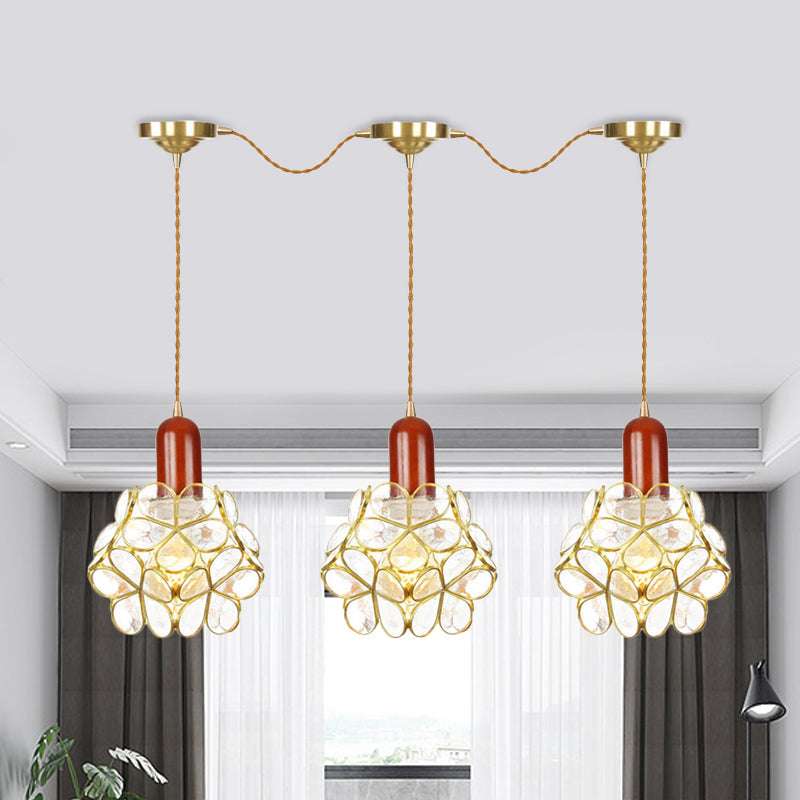 Floral Cluster Pendant Light - Metal Gold 3/5/7 Heads Tradition Series Hanging Ceiling Lamp 3 /