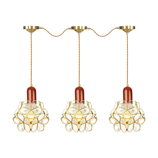 Floral Cluster Pendant Light - Metal Gold 3/5/7 Heads Tradition Series Hanging Ceiling Lamp