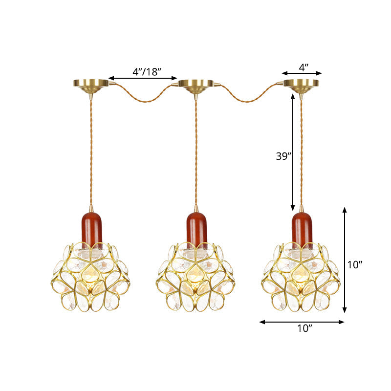 Floral Cluster Pendant Light - Metal Gold 3/5/7 Heads Tradition Series Hanging Ceiling Lamp