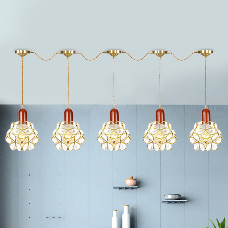 Floral Cluster Pendant Light - Metal Gold 3/5/7 Heads Tradition Series Hanging Ceiling Lamp 5 /