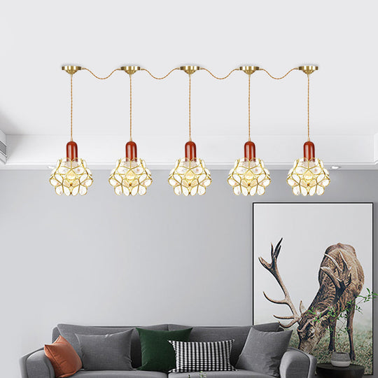 Floral Cluster Pendant Light - Metal Gold 3/5/7 Heads Tradition Series Hanging Ceiling Lamp