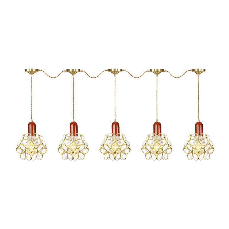 Floral Cluster Pendant Light - Metal Gold 3/5/7 Heads Tradition Series Hanging Ceiling Lamp