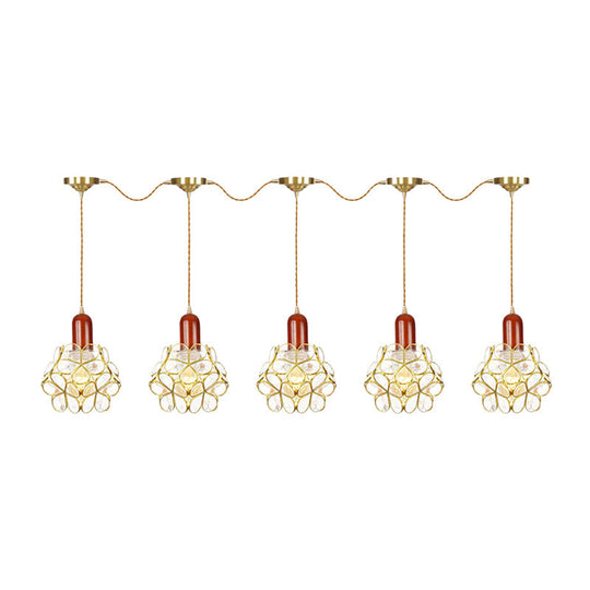 Floral Cluster Pendant Light - Metal Gold 3/5/7 Heads Tradition Series Hanging Ceiling Lamp