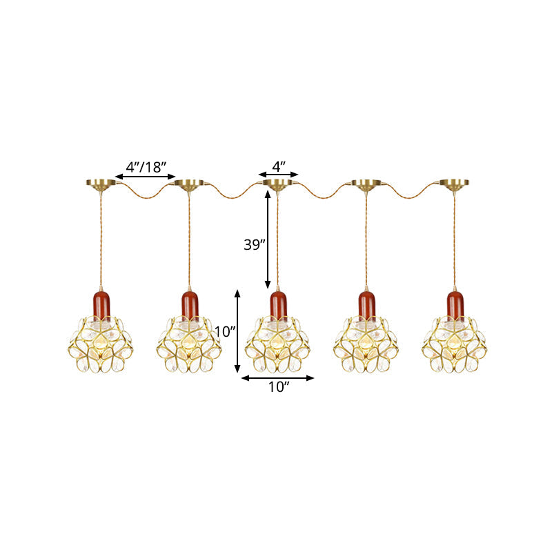 Floral Cluster Pendant Light - Metal Gold 3/5/7 Heads Tradition Series Hanging Ceiling Lamp