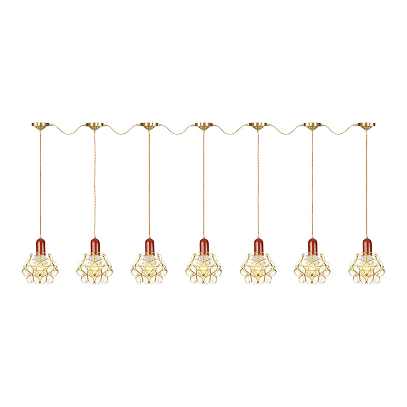 Floral Cluster Pendant Light - Metal Gold 3/5/7 Heads Tradition Series Hanging Ceiling Lamp