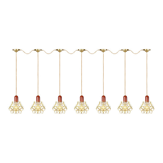 Floral Cluster Pendant Light - Metal Gold 3/5/7 Heads Tradition Series Hanging Ceiling Lamp