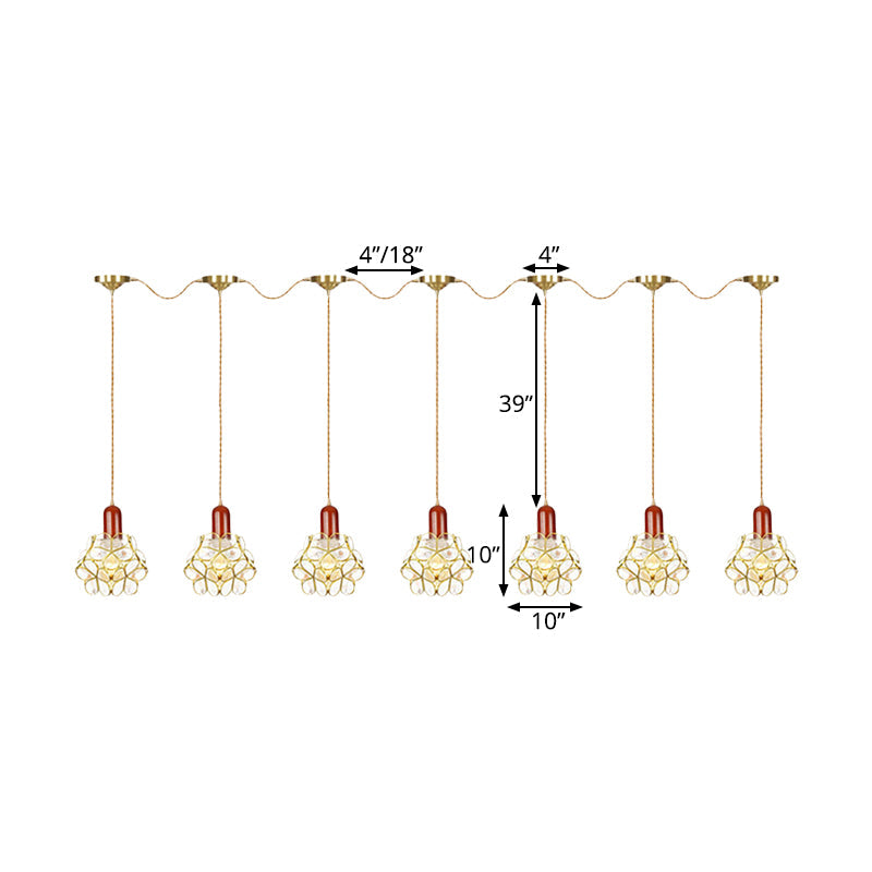 Floral Cluster Pendant Light - Metal Gold 3/5/7 Heads Tradition Series Hanging Ceiling Lamp