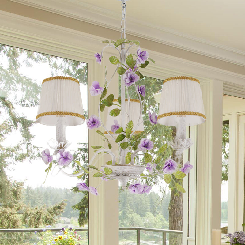 Korean Flower Bucket Fabric Chandelier - 3/6/8 Bulbs White Bedroom Pendant Light 3 /