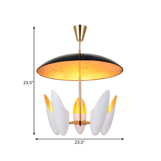 Modern Aluminum Chamfered Capsule Chandelier With 5-Head White Pendant Ceiling Lamp