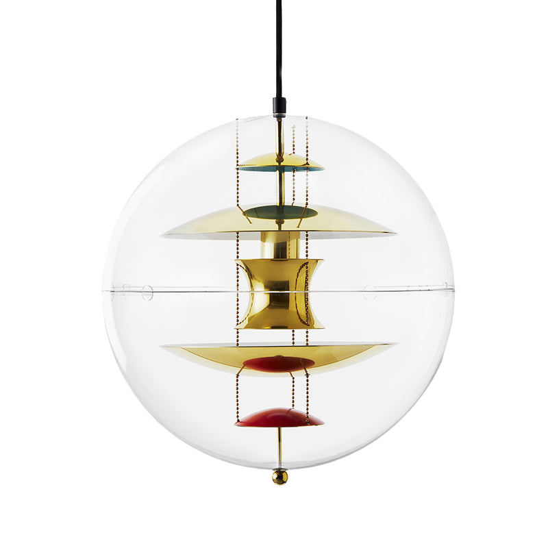 Modernist Clear Acrylic Ball Ceiling Light with Contemporary Disc Deco - White/Gold/Silver