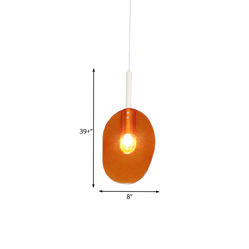 Sleek Lollipop Shape Orange Glass Pendant - Elegant 1-Light Ceiling Lamp for Coffee Shops