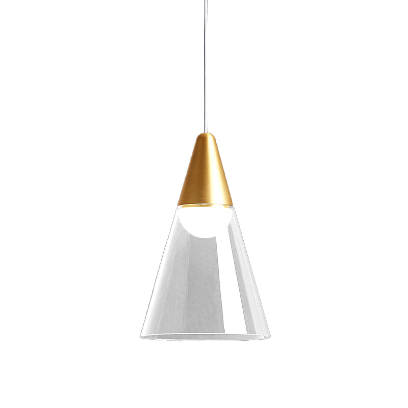 Gold Tapered Pendant Lamp: Postmodern Smoke Gray Glass Ceiling Light