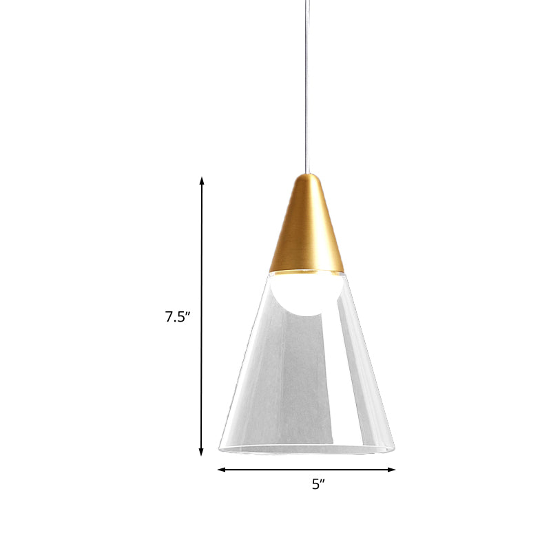 Postmodern Gold Tapered Pendant Lamp with Smoke Gray Glass - Ceiling Light with 1 Bulb