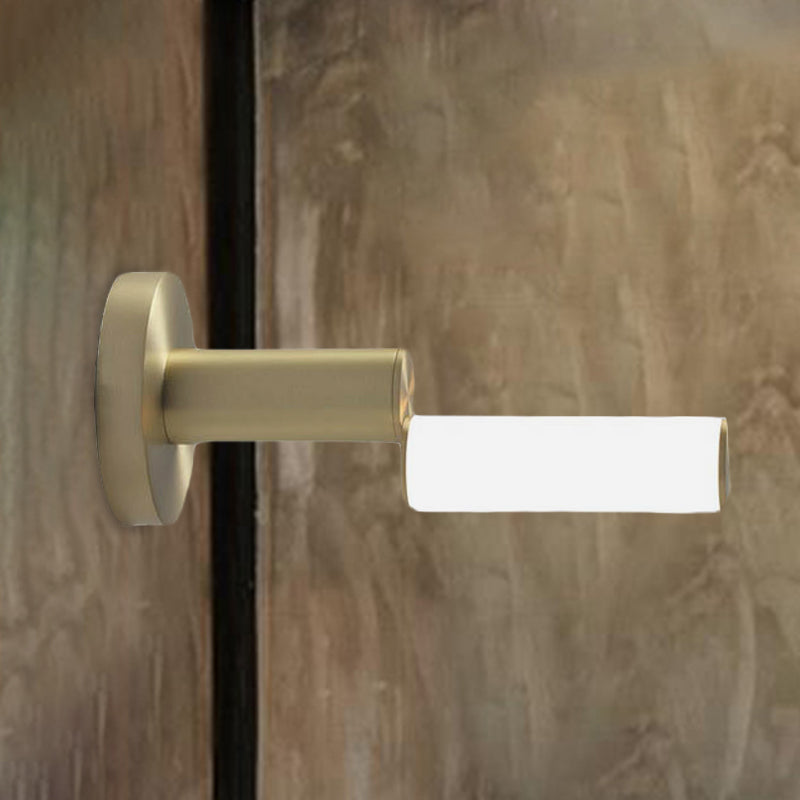 Postmodern Led Wall Sconce Light With Gold Metal Frame And Pipe Acrylic Shade For Bedroom