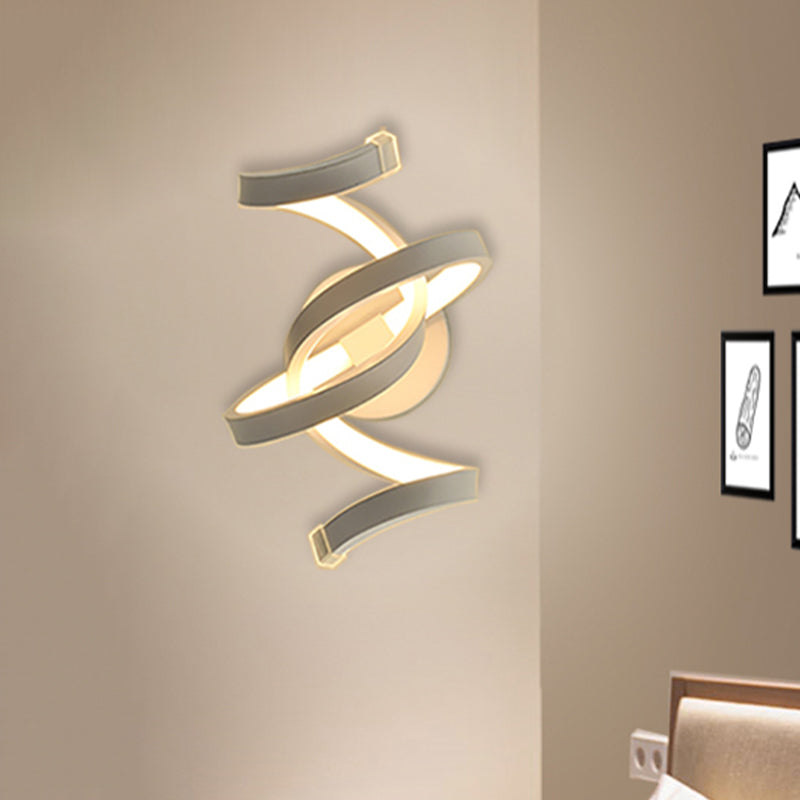 Ivory Ribbon Minimalist Led Wall Light Sconce - Acrylic Mounted Lighting For Bedroom