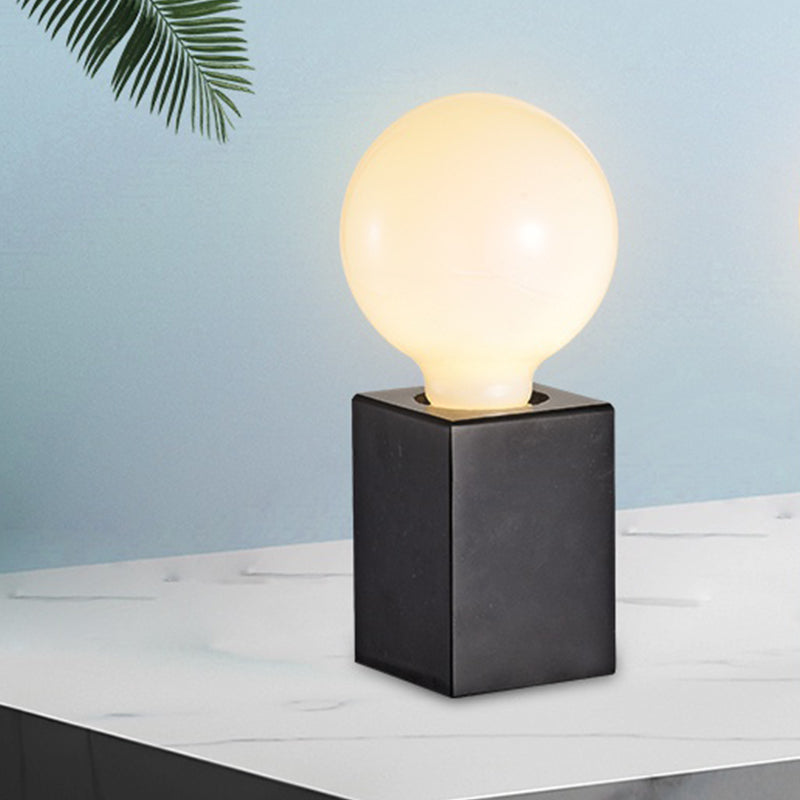 Minimalist Cuboid Small Desk Light With Black/White Finish - Stone Night Table Lamp For Bedside