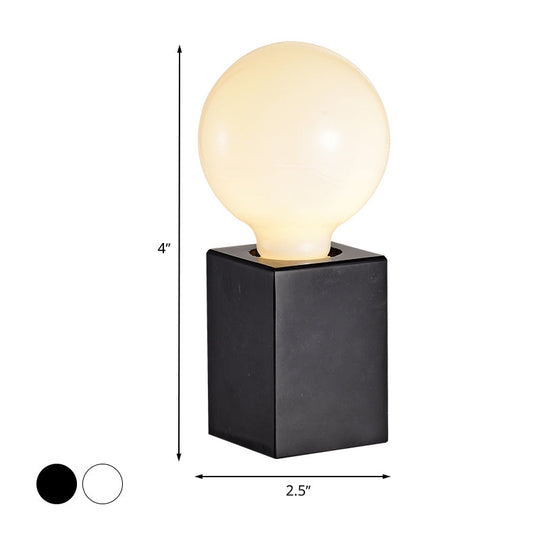 Minimalist Cuboid Small Desk Light With Black/White Finish - Stone Night Table Lamp For Bedside