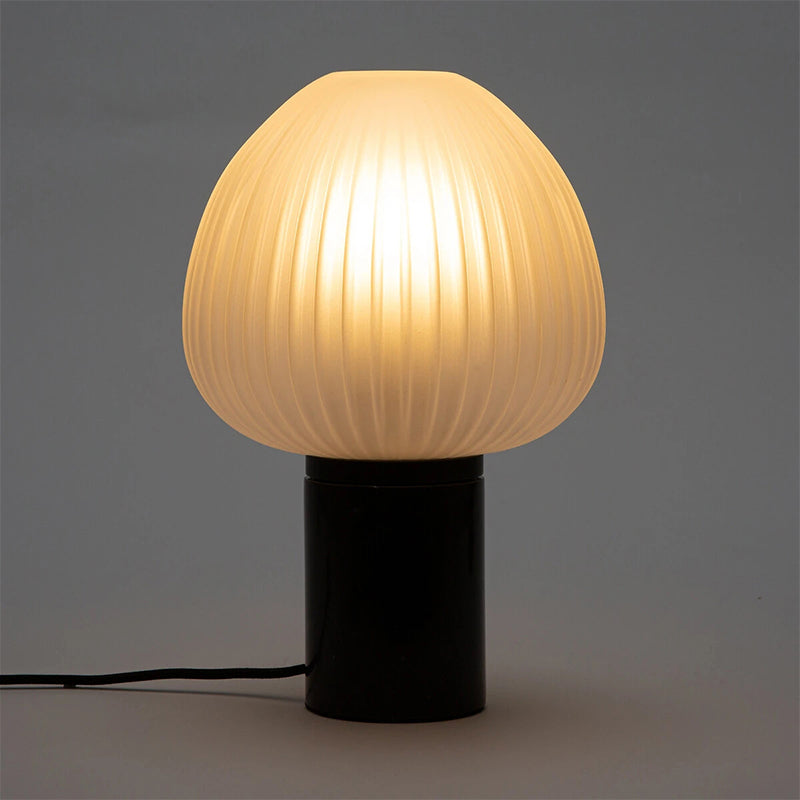 Modern Led Black Desk Lamp For Bedroom - Milk White Prismatic Glass Onion Table Light