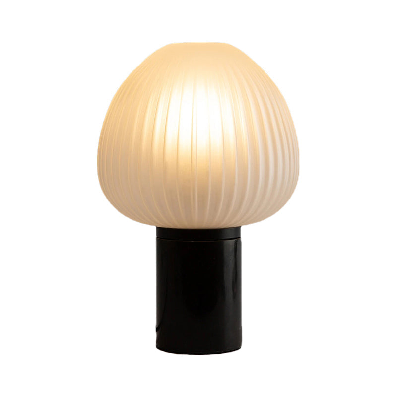 Modern Led Black Desk Lamp For Bedroom - Milk White Prismatic Glass Onion Table Light