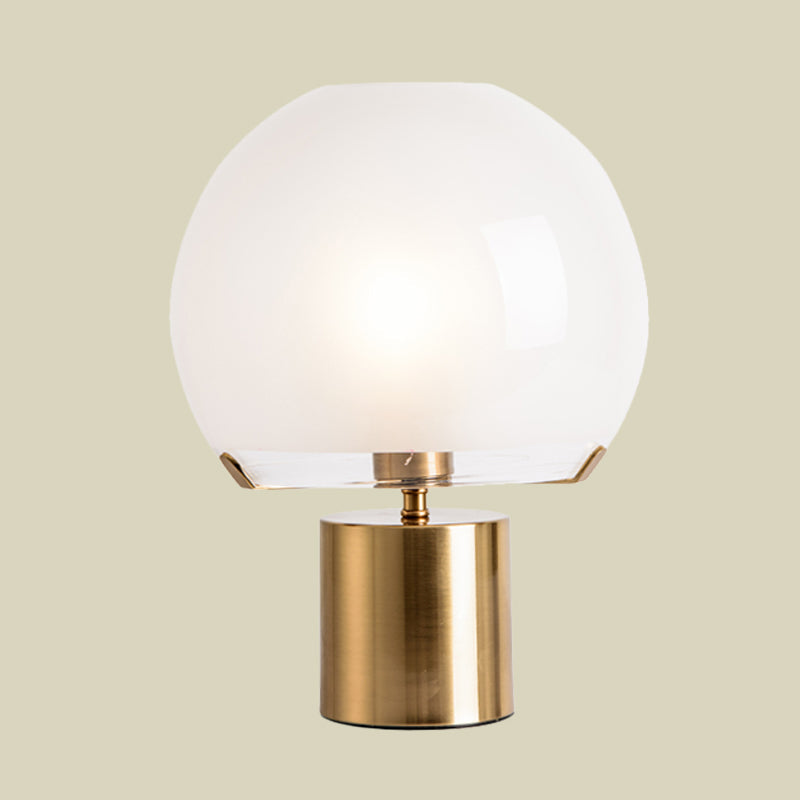 Modern Gold Finish Glass Night Lamp With Single Light Domed Table Lighting