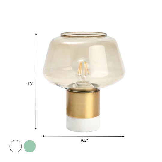 Modern Open-Top Glass Night Light With Gold Plug-In Table Lamp & Marble Base