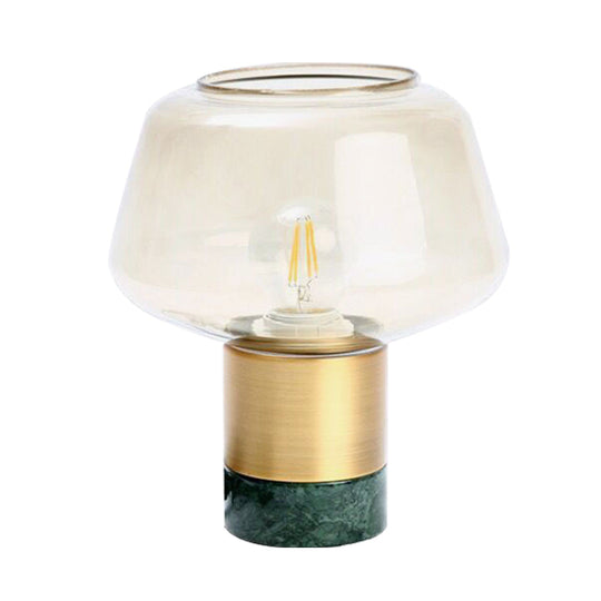 Modern Open-Top Glass Night Light With Gold Plug-In Table Lamp & Marble Base