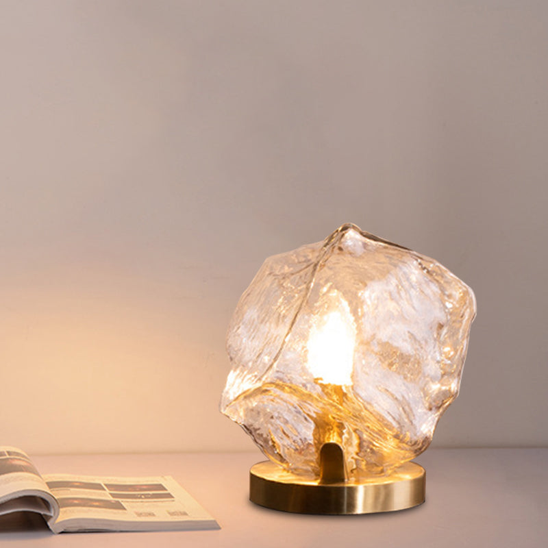 Modern Gold Gem Table Lamp 1-Light Cognac/Clear Glass Night Light For Living Room Clear