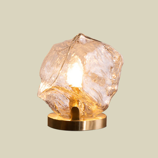 Modern Gold Gem Table Lamp 1-Light Cognac/Clear Glass Night Light For Living Room