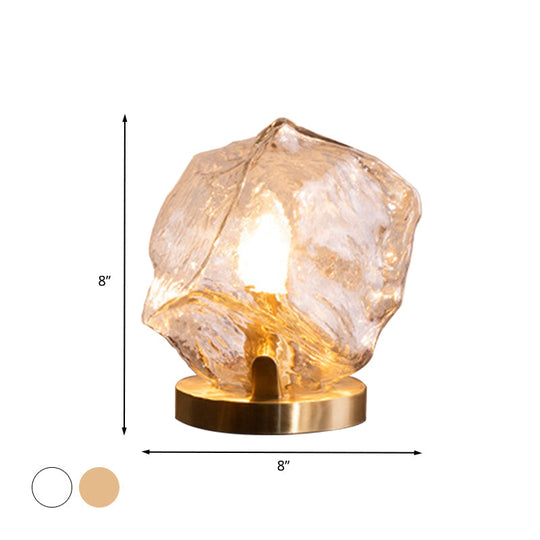 Modern Gold Gem Table Lamp 1-Light Cognac/Clear Glass Night Light For Living Room