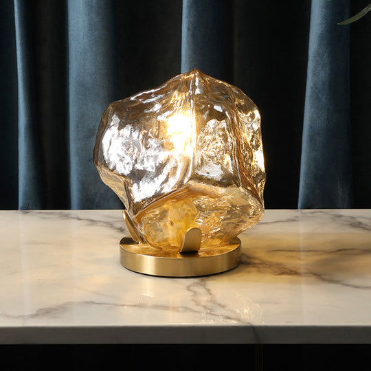 Modern Gold Gem Table Lamp 1-Light Cognac/Clear Glass Night Light For Living Room Cognac
