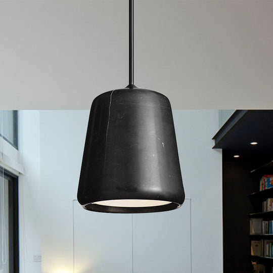 Nordic White/Black Hanging Lamp with Marble Shade - Ideal for Living Room Down Lighting