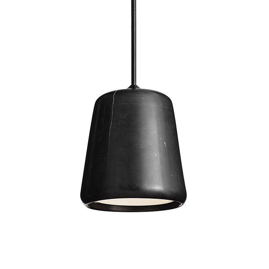 Nordic Bell Marble Hanging Lamp: 1-Head Down Lighting Fixture For Living Room In White/Black