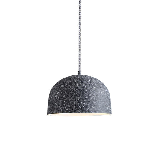Minimalist Dome Pendant Light Kit - Single Bulb Black/Grey Iron Shade Ceiling Hanging Fixture