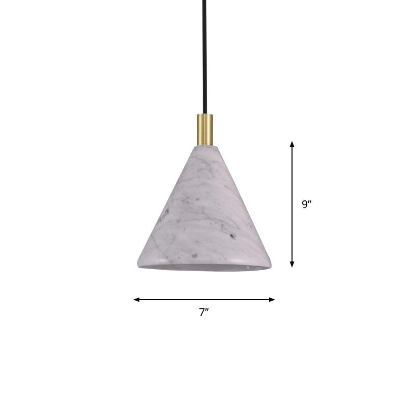 Modern Cement Cone Pendant Lighting- 1 Head White LED Ceiling Suspension Lamp for Bedside