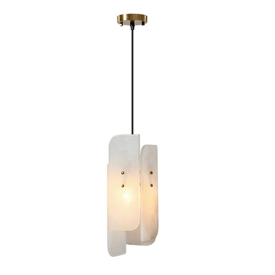 Minimalist 1-Light White Rectangle Panel Ceiling Lamp - Elegant Marble Hanging Light For Restaurants