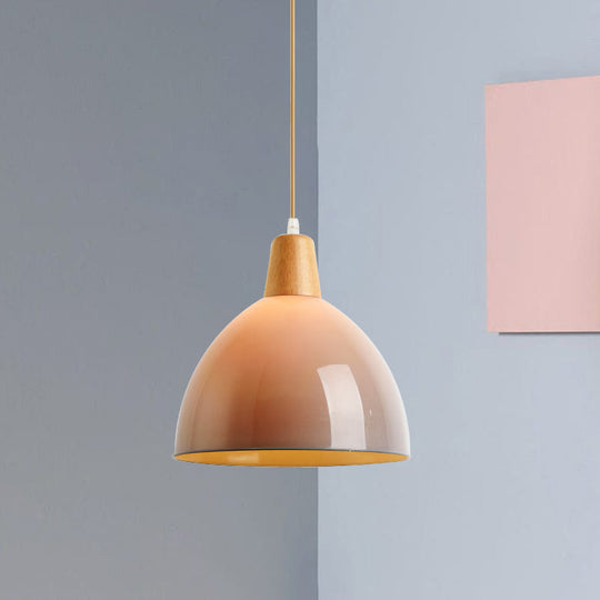Modernist Acrylic Domed Pendant Lamp - Grey Bedside Ceiling Light