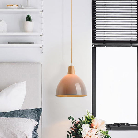 Modernist Acrylic Domed Pendant Lamp - Grey Bedside Ceiling Light