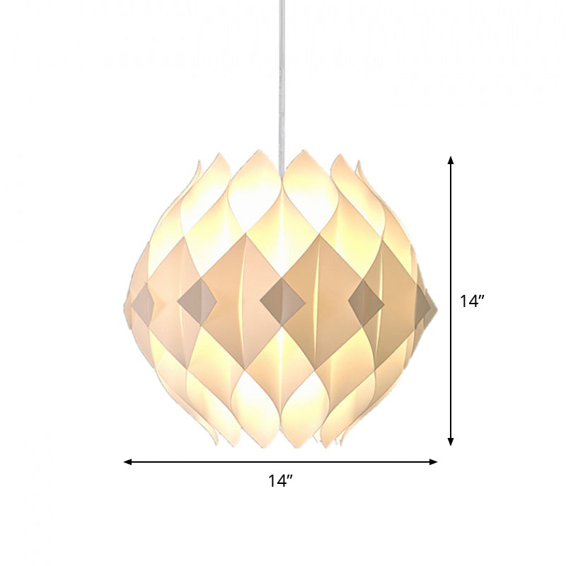 White Acrylic 1-Light Pendant Lamp For Modern Bedside Decor