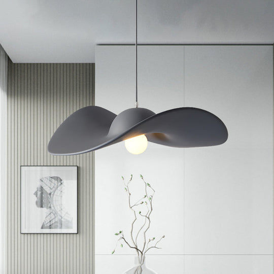 Modern Acrylic Hat Pendant Lighting - 1 Light Bedroom Suspension Lamp In White/Grey Grey