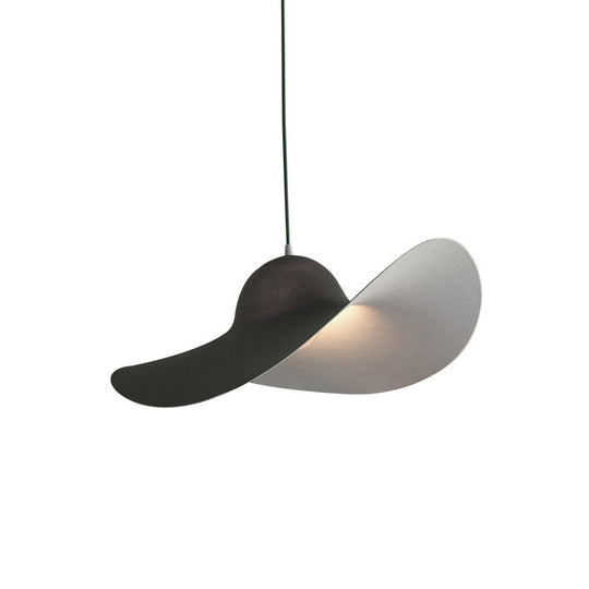 Modern Acrylic Hat Pendant Lighting - 1 Light Bedroom Suspension Lamp In White/Grey