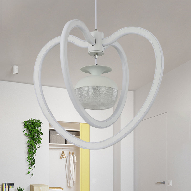 Minimalist LED Acrylic Heart Pendant Lamp with White Hanging Light Kit and Jar Design