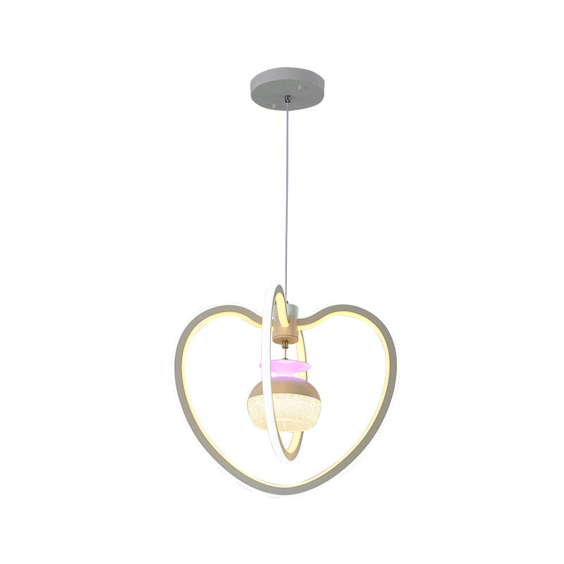 Minimalist LED Acrylic Heart Pendant Lamp with White Hanging Light Kit and Jar Design