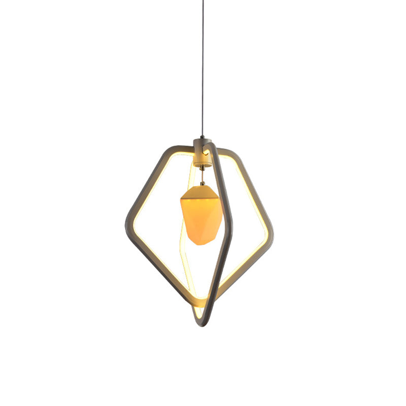 Modern Led Pendant Light With Pinecone Detail - Dual Pentagon Acrylic Design