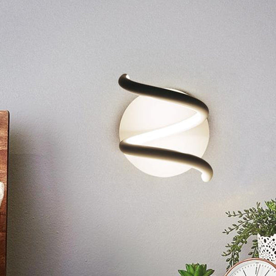 Sleek Led White Wall Sconce: Acrylic Spiral Light Fixture With Minimalist Design