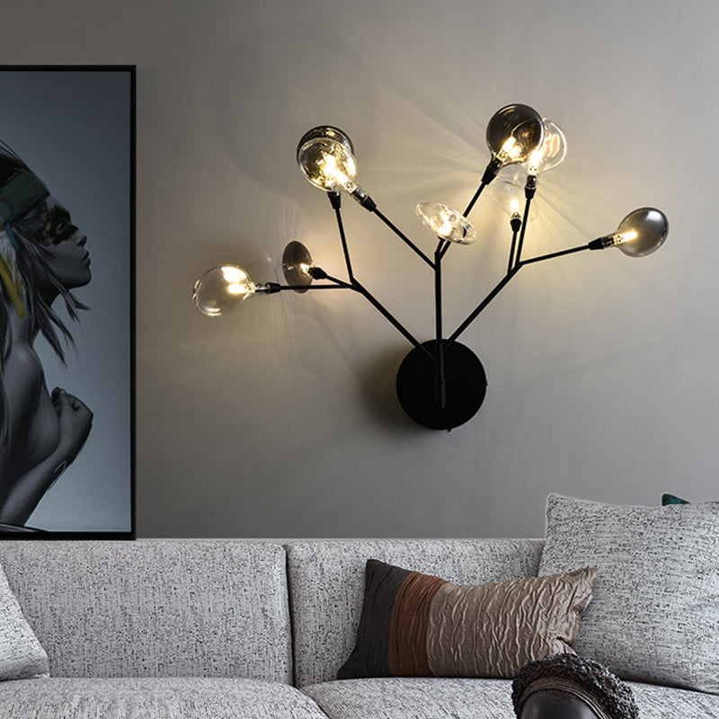Contemporary 9-Light Led Sconce Lighting - Black Finish Wall Lamp For Living Room