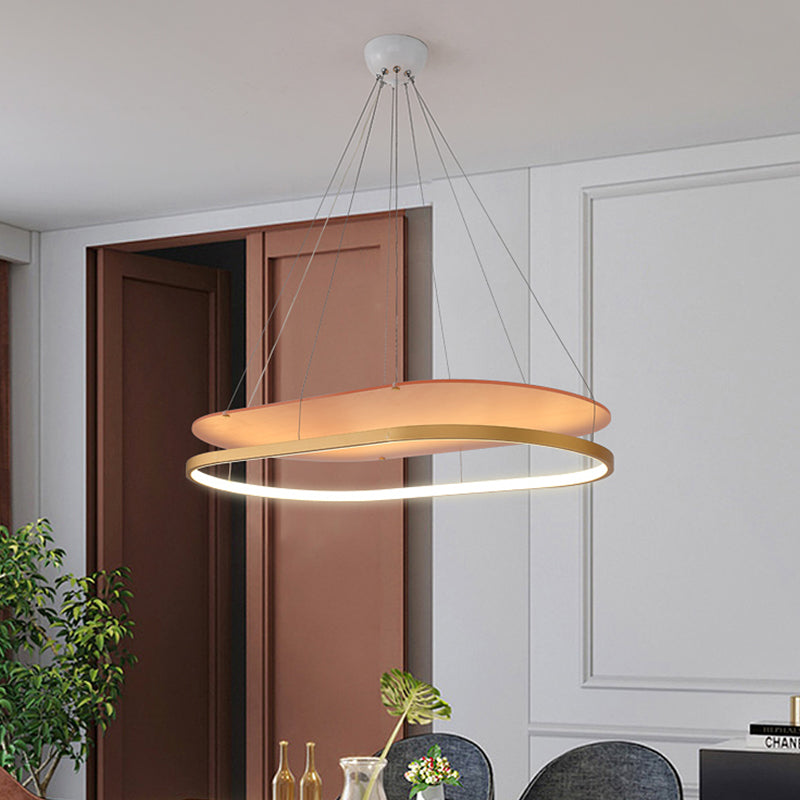 Modern Led Acrylic Dual Oval Pendant Chandelier - Black/Gold Ceiling Fixture For Dining Room Gold