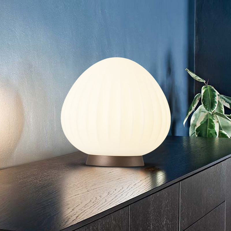 Peach Shaped Modernist Acrylic Night Table Light - White 1-Light Bedside Lamp